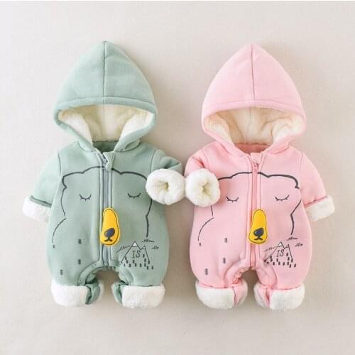 0-12 Months winter children clothing Newborn baby romper pajama Plus Velvet warm sleep bag cartoon animal baby clothes outfit