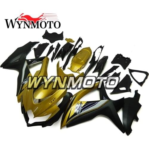 Complete Fairings Kit For GSXR600 750 2008-2010 08 09 10 K8 Injection ABS Plastics Fairings Covers Cowlings Gold Black Frame New