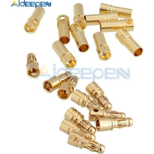 10Pairs/20Pcs 3.5mm Gold Plated Banana Connector Plug Male Female Bullet Banana Connector Plug For ESC Battery Motor