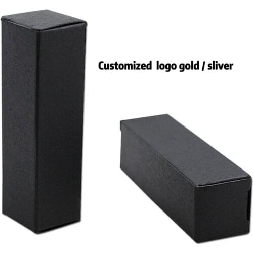 100Pcs paper box Black Compact Kraft Paper 2*2*8.5cm Pack Boxes Party Cosmetics Lipstick Mini 0.78"x0.78"x3.34" Collapsible Box