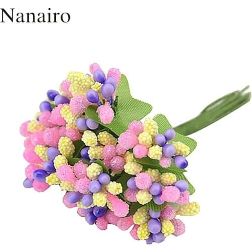 144pcs Berry Artificial Stamen Handmade Flower For Wedding Home Decoration Pistil DIY Scrapbooking Garland Craft Fake Flowers