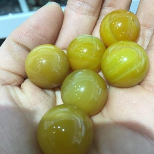 15-20mm High quality natural agate crystal ball electroplated yellow therapeutic porcelain