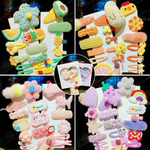 2/5/818 Pcs/Box Children Cute Nylon Flower Cartoon Ornament Hair Clips Baby Girls Lovely Gift Hairpins Kids Hair Accessories