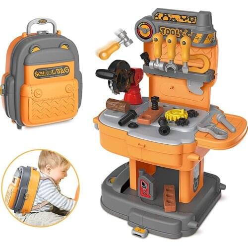 2 in 1 Engineer Role-Playing Toy Backpack Children Montessori Toy Tool Set Construction Toys for Boys and Girls Educational Game