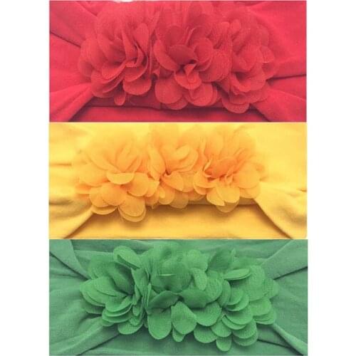 3pcs/set Elastic Chiffon Flower Headbands For Baby Girls Hair Accessories Baby Girls Bows Nylon Solid Color Turban Hair band