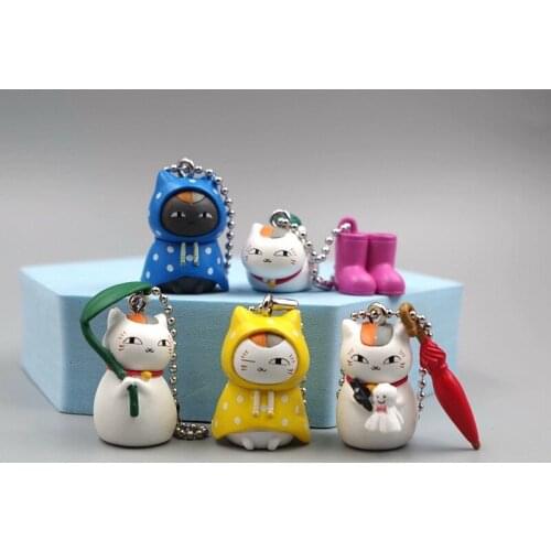 5Pcs/Set Kawaii Madara Wear A Raincoat Action Figure Toys Anime Natsume Yuujinchou The Cat Cake Decoration Gifts for Kids