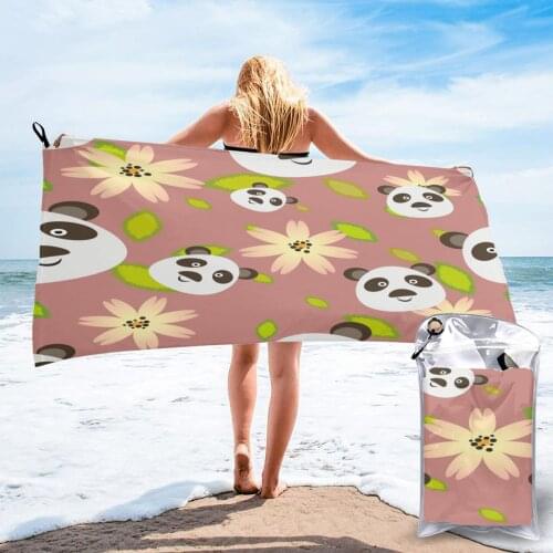Quick Drying Pocket Towel Panda Bear Portable Water Absorbent Towel No Pilling Sports Bath Towel