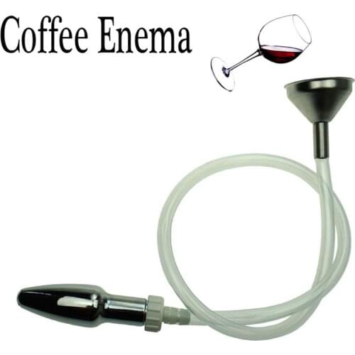 CamaTech Metal Funnel Enema Anal Cleaning Kit Hollow Anal Plug Enema With Hose Vaginal Douche Shower Head Anus Cleaner Enemator