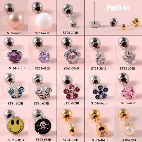 CHUANCI Safe 316L Stainless Steel Ear Stud Dispossable EO Sterile Piercing Stud with Safe Ball Buckle Set Body Piercing Jewelry