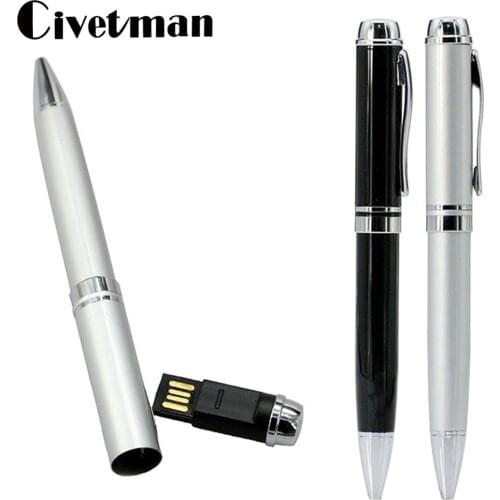 Business Black Pen USB Flash Drive Ballpoint Pen Model 4GB 8GB 16GB 32GB 64GB 128GB 256GB Pen Drive USB 2.0Memory Stick Pendrive