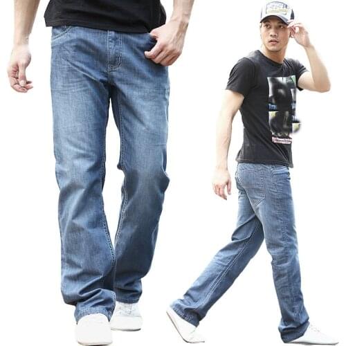 Stretch Jeans Men 2019 Denim Mens Jean Homme 46 48 Plus Size Extra Large Loose Pants Blue