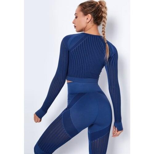 Feamle Sexy Mesh Yoga Tops Women Fitness Sports Shirts Long Sleeve Gym Yoga Crop Tops Seamless Training Yoga Shirts Sportswear