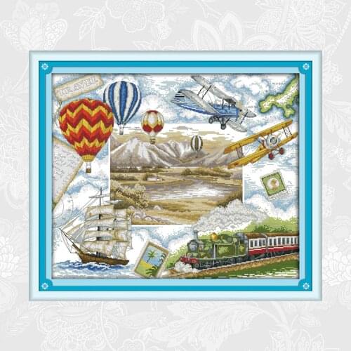 Travel around the world Paintings Counted Printed on Canvas 14CT 11CT DMC Chinese Cross Stitch Needlework Embroidery Sets
