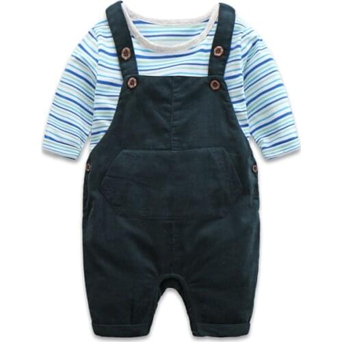 Baby Boy Clothes Set，Infant Long Sleeve+Tops+Overalls Casual Clothes