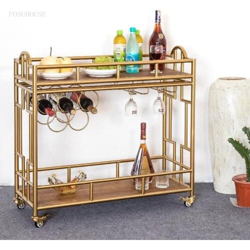 Creative KTV Hotel Bar Cart Dining Kitchen Islands Coffee Shop Storage Shelf Restaurant Trolley Living Room Wine-bottle Holders
