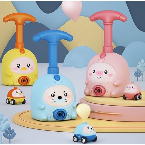 Balloon Powered Cars Educational Stem Toys Manual Balloon Pump Boys Girls blue seal