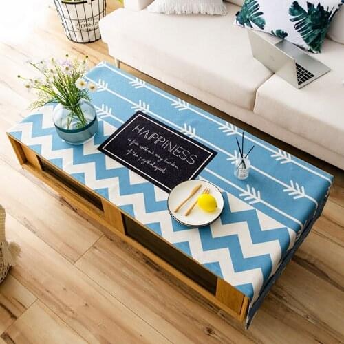 Fashion Home Nordic style cotton and linen Rectangle waterproof simple blue tablecloth Table flag Tea table cover