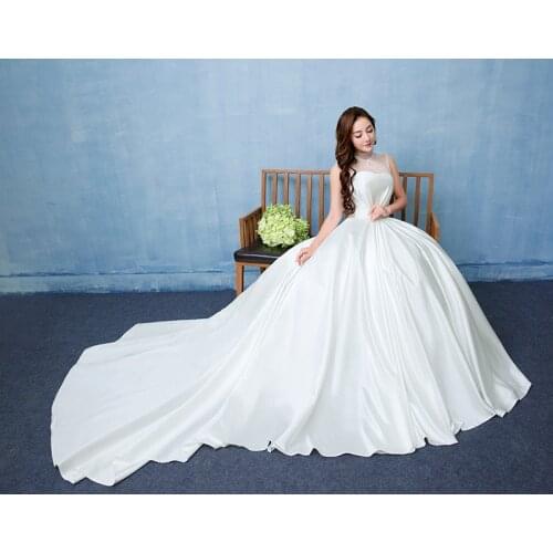 Fashion Classic Vestido De Noiva 2021 New Design Elegant Sweetheart Lace Long Train Satin Wedding Dresses Vintage luxury Pearls