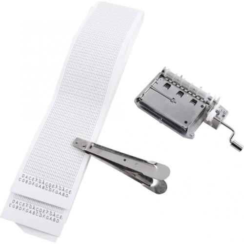 Music 30-Note Hand Crank Tape Music Box Movement Part + Puncher+ 3 Strips DIY Your Songs snow globe