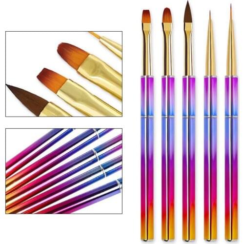 5 Pieces Gel Polish Nail Art Brushes Set Pen Liner Nail Dotting Tool Nail Brush For Manicure Gel Brush UV Gel Brush Pen