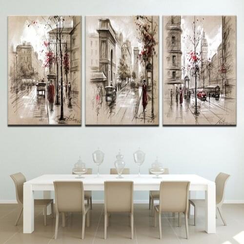 Cuadros vintage para sala British wind 3 panel Wall posters Canvas art painting For home living room decor