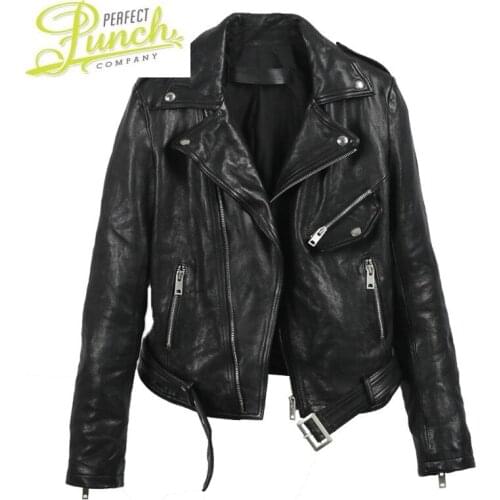 Real Coat Womens Sheepskin Genuine Leather Jackets Short Spring Autumn Motorcycle Jacket 2021 16-12d KJ5570