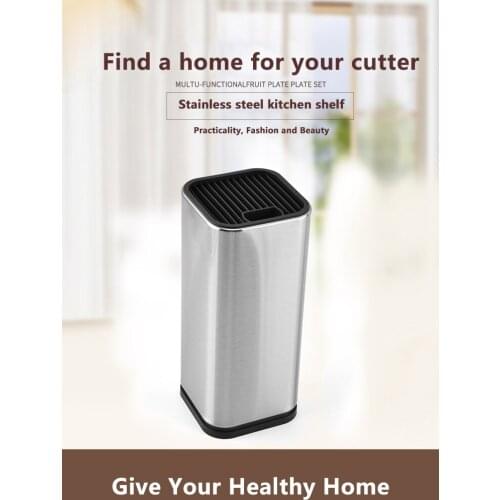 Stainless Steel Knife Holder Block Scissor Tableware Storage Rack Sharpener Rod Fruit Knife Kitchen Organizer Tool