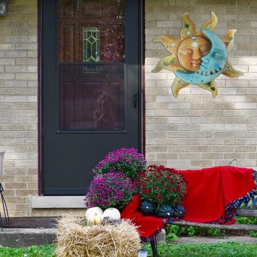 Newly Sun and Moon Art Decoration Metal Printed Crafts Craetive Gifts Wall Hanging Ornament for Home Garden Courtyard