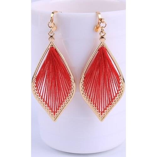 NEW Bohemian Vintage Cotton Thread Water Drop Clip on Earrings for Women Girl Temperament Without Piercing Ear Clips Jewelry