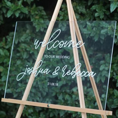 Personalized Acrylic Wedding Welcome Sign Board Vinyl Art Decal Modern Entrance Welcome to The Wedding Mariage Reception Decor