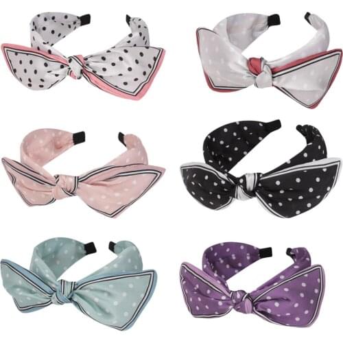 Sweet Dot Bow Hairband for Women Girls Simple Floral Hair Band Hoops Wide Side Headband 2021 Fashion Hair Accessories Headwear