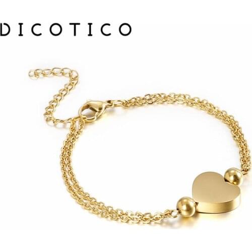 Simple Wrist Bracelet For Women Stainless Steel Double Layer Chain Pulseras Jewelry Accessories Fashion Bracelet Women 2021