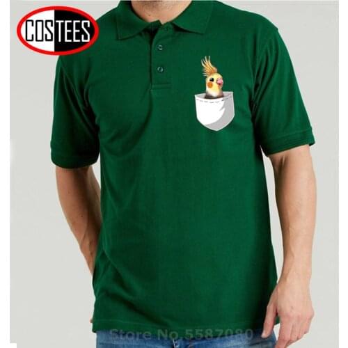 Stylish fashion Creative Design Pocket Cockatiel polo shirt men male Hip Hop Streetwear Cute Austrlian Parrot pocket polo shirts