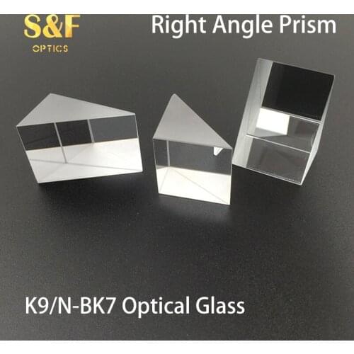 Superfine pack of 2 pcs 12.7x12.7x12.7mm K9 BK7 optical glass right angle prism internal reflecting triangular prism