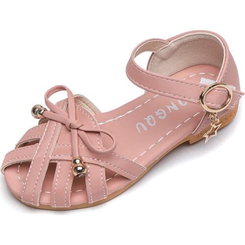 Girls Sandals Princess Bow-knot Kids Sandals Summer New 2020 Children Beach Shoes Girls Shoes Soft Sweet Cute Toe Covered 21-36
