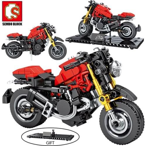 SEMBO MOC City Speed Motorbike Model Building Blocks Electric Motorcycle Creator Motor Car Bricks Educational Toy for Boys