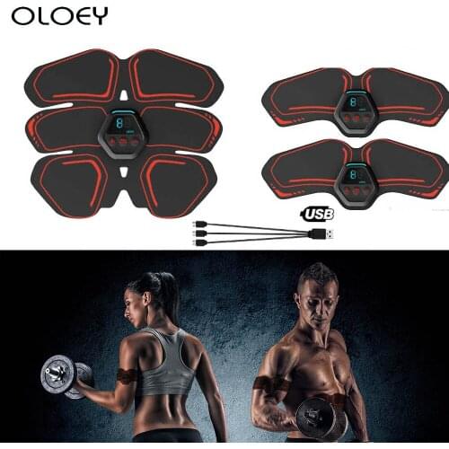 Abdominal Muscle Stimulator Trainer EMS Abs Fitness Equipment Training Gear Muscles Electrostimulator Toner USB Charging Gym