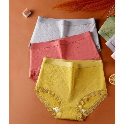 2021 New Underwear Womens Underwear Large Size Underwear Mid-waist and Abdomen Briefs Buttocks Pure Cotton Panties Women
