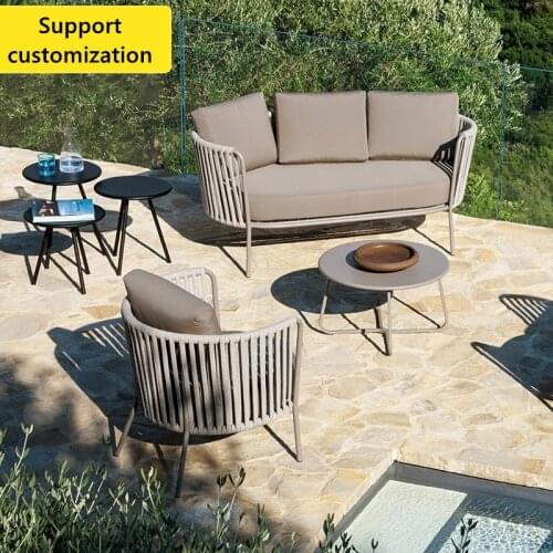Outdoor Nordic leisure rattan sofa single coffee table combination living room garden courtyard outdoor balcony hotel villa