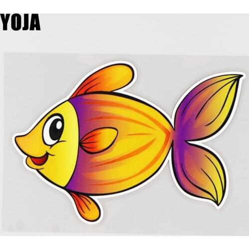 YOJA 15.1X10.5CM Cartoon Vinyl Decorative Car Sticker Decal Water Creatures Lovely Fish 19A-0258