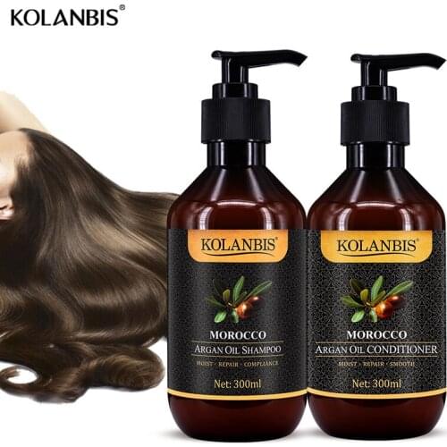 Straighten Shampoo + Hair Smooth Conditioner Glossing Moroccan Argan Oil Keratin Treatment Anti Frizz Moisturizer