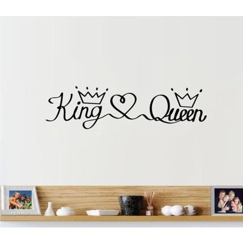 WJWY Romantic King Queen Phrase Wall Sticker Vinyl Bedroom Art Murals Baby Room Wall Decoration Home Decor