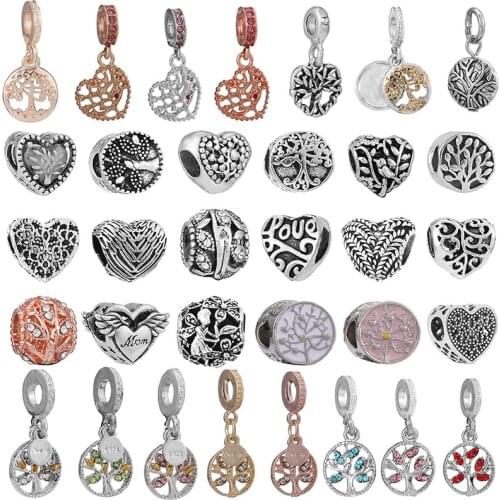 2Pcs/Lot 2021 Trend Life Of Tree Dangles Beads Charm Fit DIY Bracelets Bangles For Women Men Wife Jewelry Making Special Offer