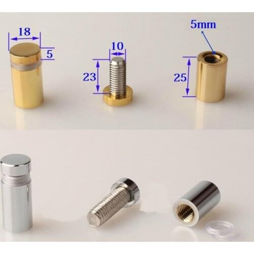 4Pcs Solid Brass Gold Shiny Advertising Nail Screw Acrylic Glass Standoff Pin Barrel Screws，Stainless Steel Standoff Screws