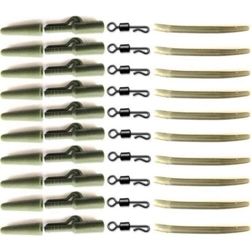 40pc Carp Fishing End Tackle lead clips Quick Change swivels Anti Tangle Sleeves