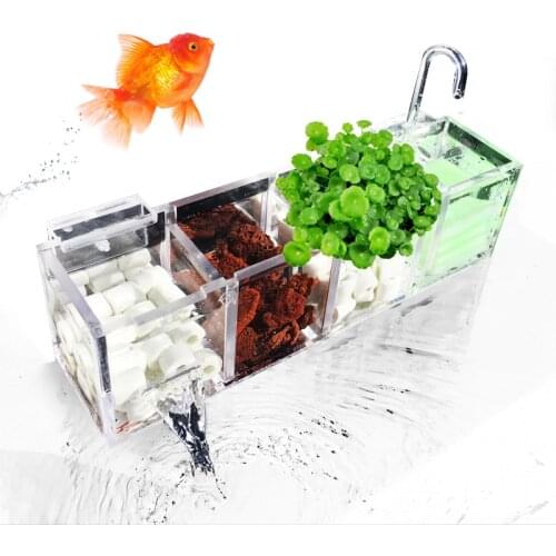 Acrylic Fish Tank Filter Aquarium Three-in-one Small Upper Filter Box Drip Trough Wall Hanging Transparent Aquarium Accessories