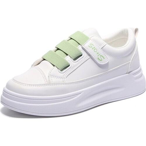 Velcro White Shoes Women 2021 New Fashion Non-Slip And Breathable Increased Velcro Thick-Soled Sponge Cake Sports Casual Shoes