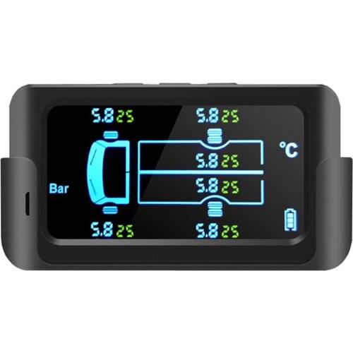 Wireless Car Tire Pressure Monitoring System External Solar Tyre TPMS with 6 Sensor for 6 Wheel Truck Car Van
