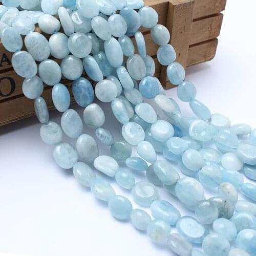 2pcs Natural Stone Beads 8-10mm Irregular Aquamarine Stone Beads For Jewelry Making Bracelet Necklace 15inches