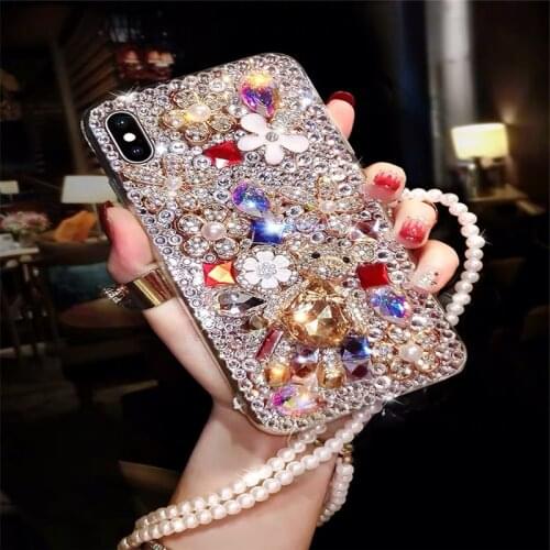 Bling Lovely Crystal Diamonds Rhinestone 3D Stones Phone Case Cover For Iphone 6 7 8 Plus XS XR MAX For Samsung Galaxy S5 S8 S9
